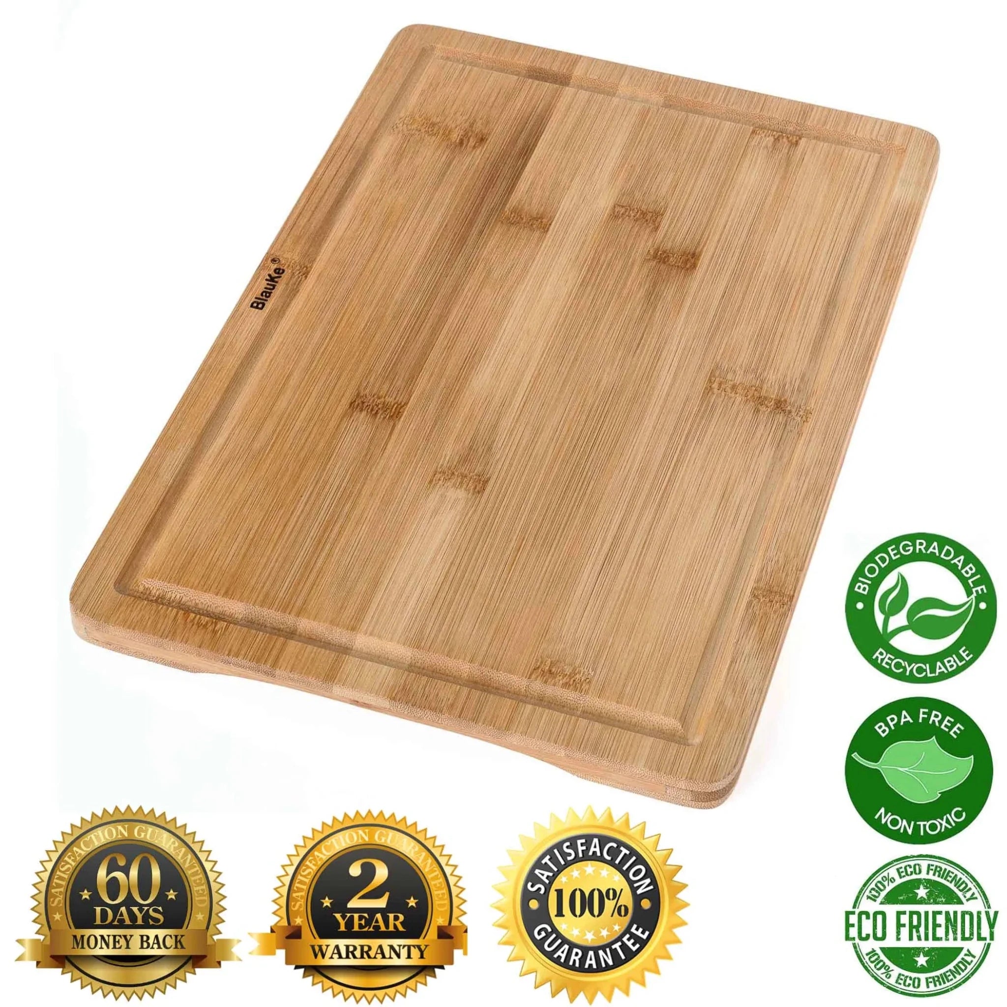 15x10 Wood Cutting Board with Juice Groove and Handles